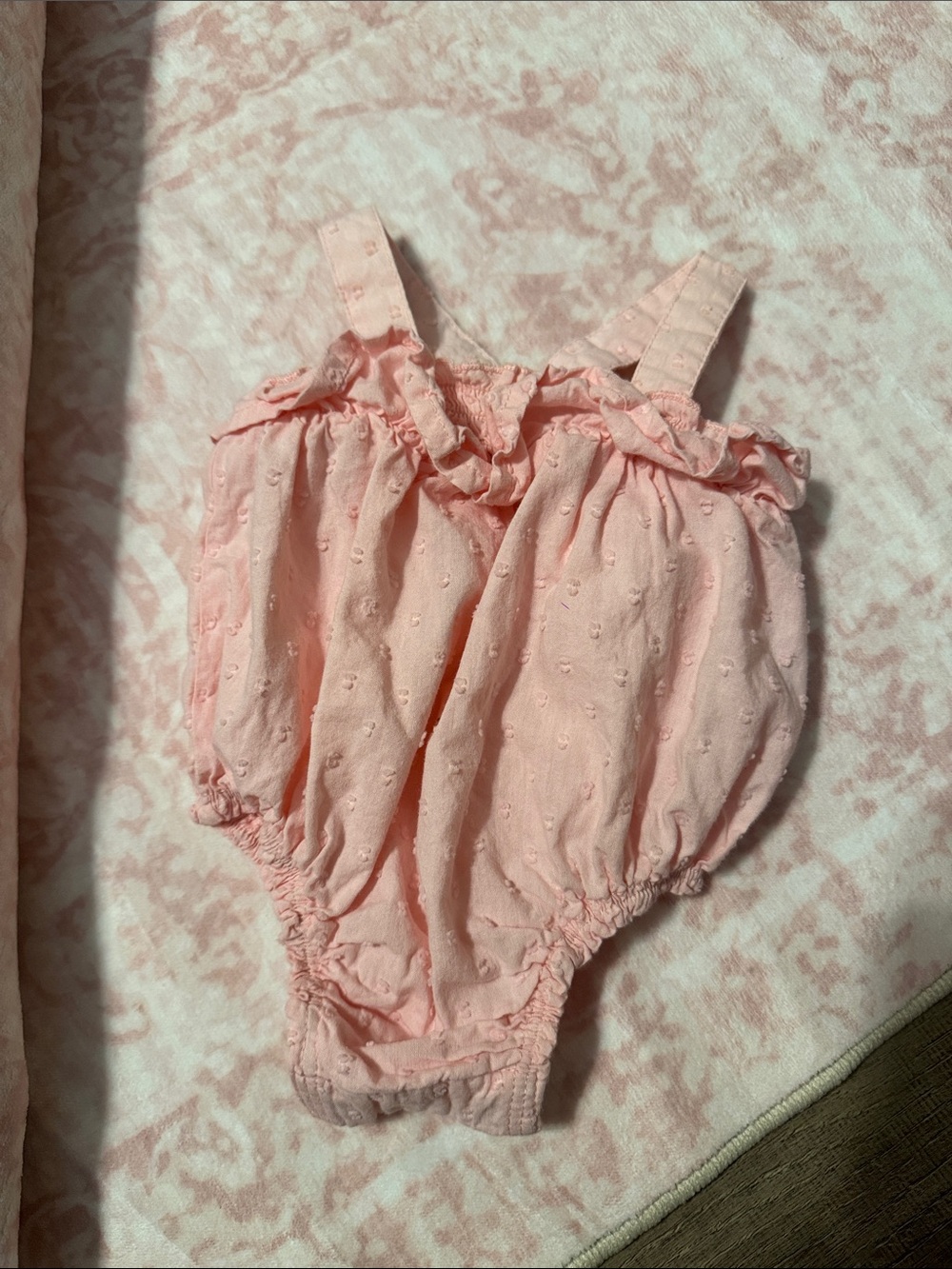 Mud Pie Pink Ruffled Swiss Dot Baby Romper
